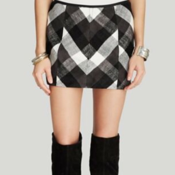 Free People Dresses & Skirts - Free People Twiggy Herringbone Plaid Mini Skirt